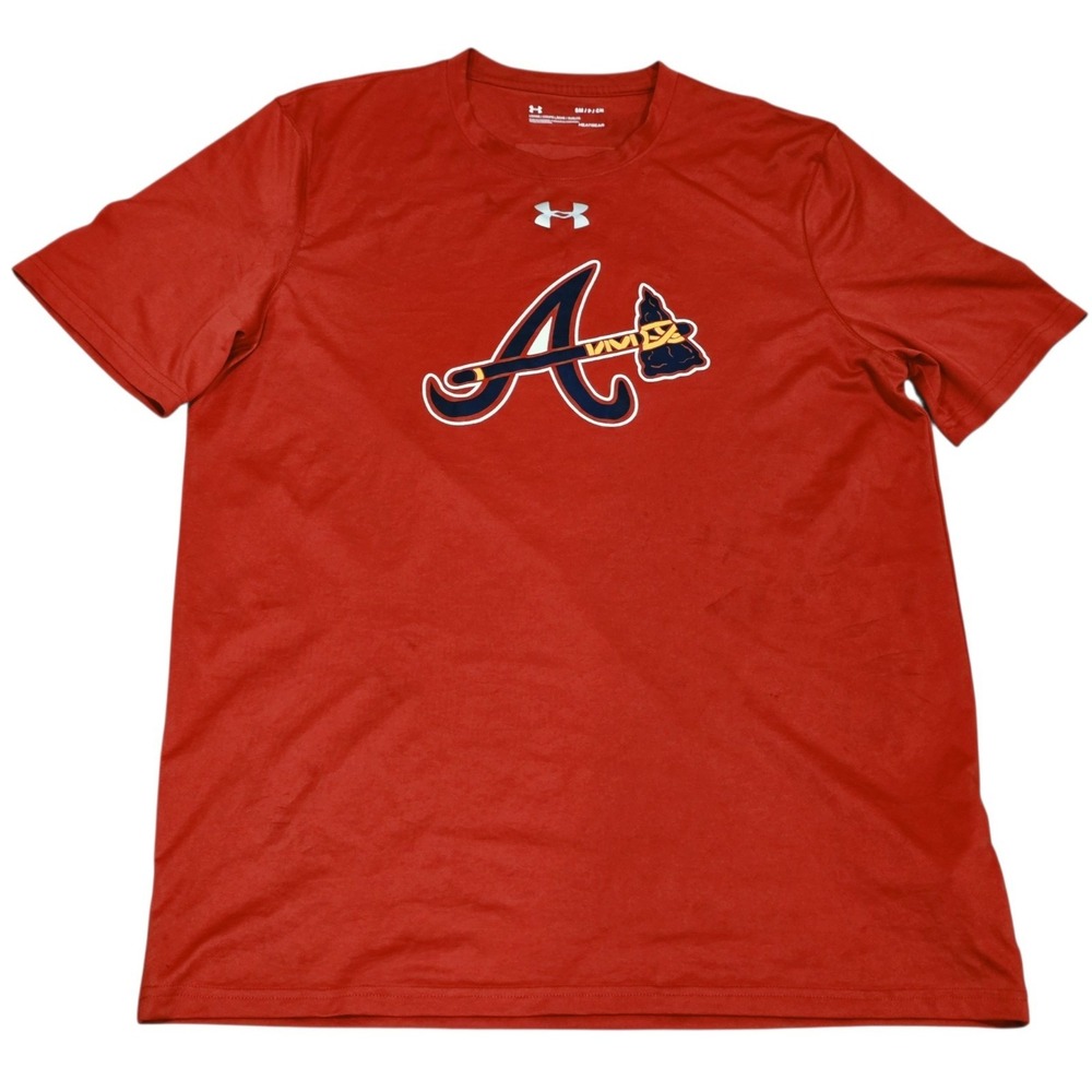 Under Armour Atlanta Braves #4 Texas Flag HeatGear Shirt Mens Small Red MLB